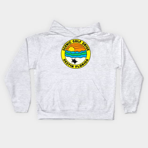 Scenic Gulf Drive Highway 98 Destin Beach Florida Palms Panhandle Emerald Coast Kids Hoodie by TravelTime